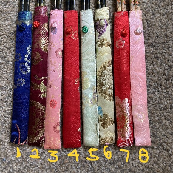 4 PAIRS - NEW Wooden Chop Sticks with Fabric Cases - You choose which - Picture 4 of 5
